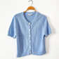 Alex Mill Elle Short Sleeve Knit Cardigan Sweater in Hydranga Blue (XL)