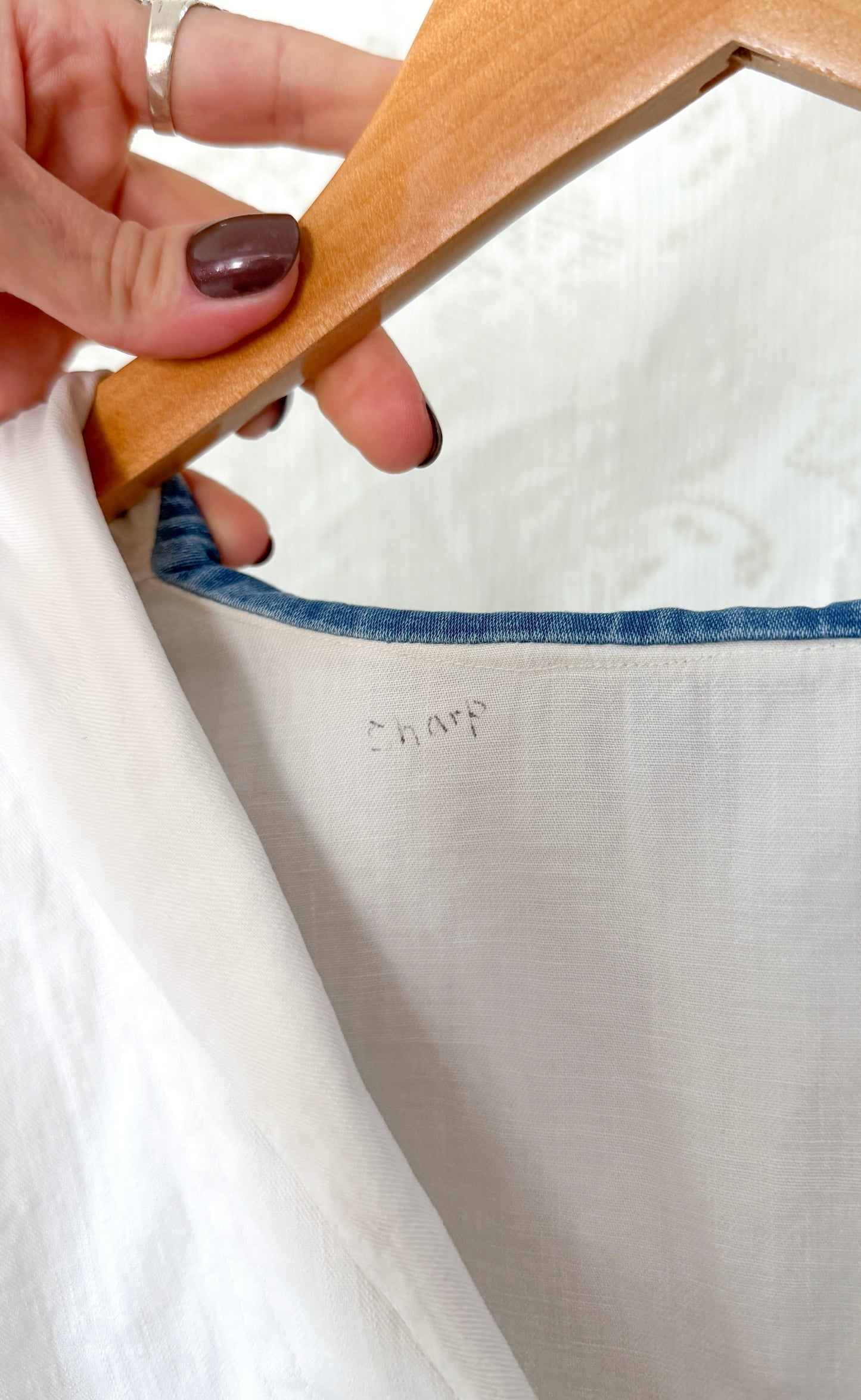 1940s White Nautical Sailor Blouse with Chambray Trim