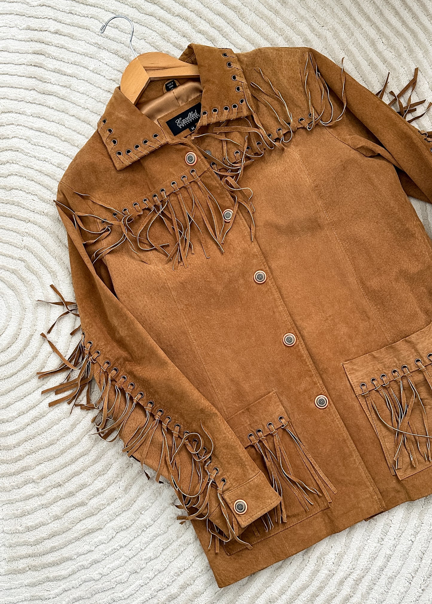 Brown Suede Leather Fringe Western Jacket (M)