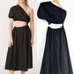 Stateside Poplin Black One-Shoulder Twist Maxi Dress (S)