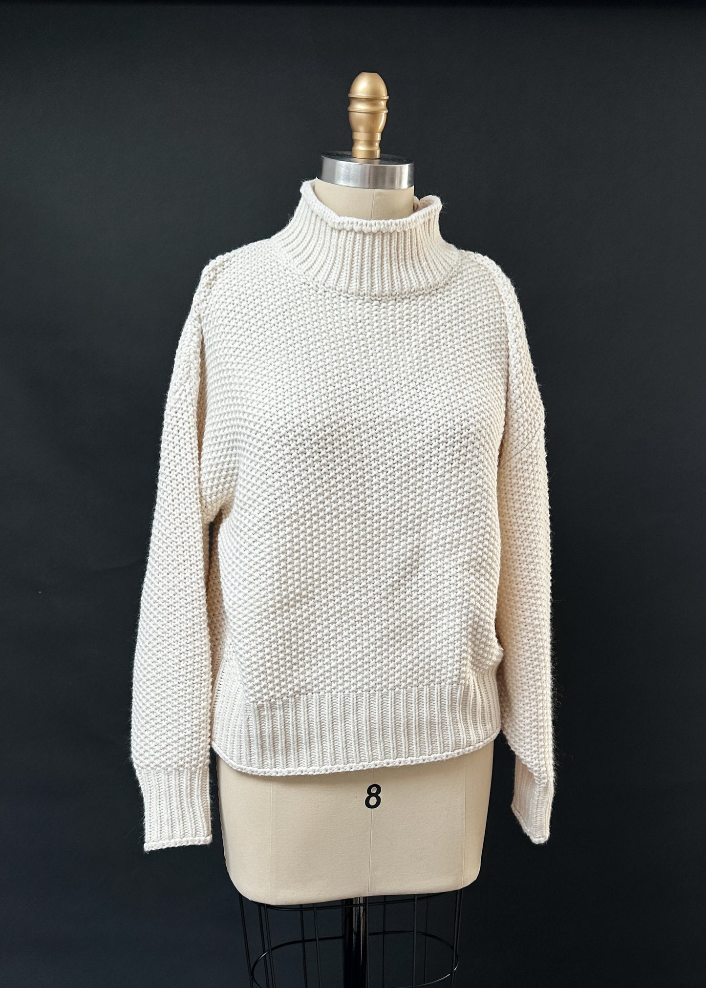 Cream Mock Neck Fishermen’s Sweater