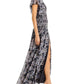 Cinq à Sept Kris Chiffon Dress in Raven Paisley Navy Blue Chiffon Smocked Maxi