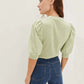 Veronica Beard Coralee Puff Sleeve Top in Dusty Sage Green (XL)