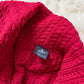 Aran Carraig Donn Irish Cranberry Red 100% Merino Wool Button Knit Sweater