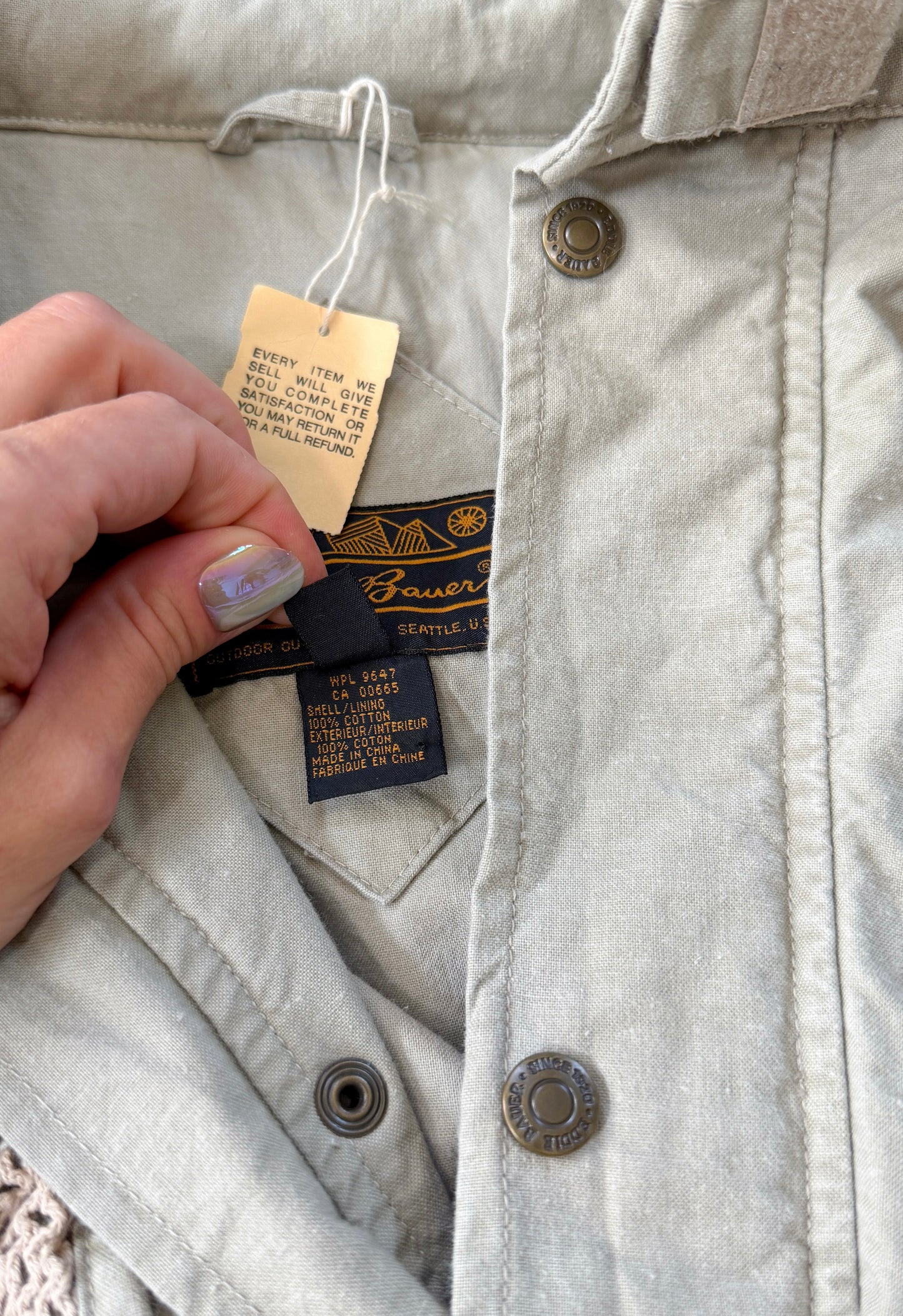 Vintage 90s NEW Eddie Bauer Fishing  Utility Pockets Vest Field Jacket in Birch Khaki