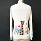 Vintage 60s/70s Cyn Les Shirlee Cream Giraffe Embroidered Knit Top (S)