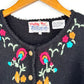 Vintage 70s Tally-Ho Floral Embroidered Hand Knit Cardigan Sweater (S)