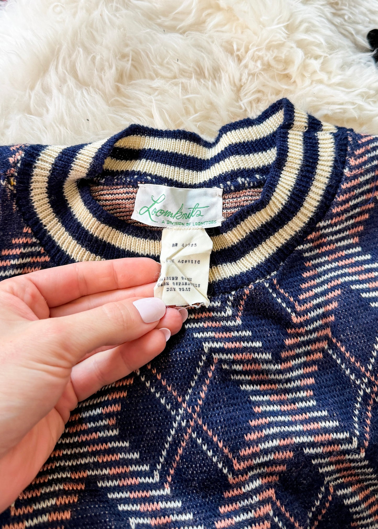 Vintage 70s Loomknits Navy Argyle Tie Sweater Vest