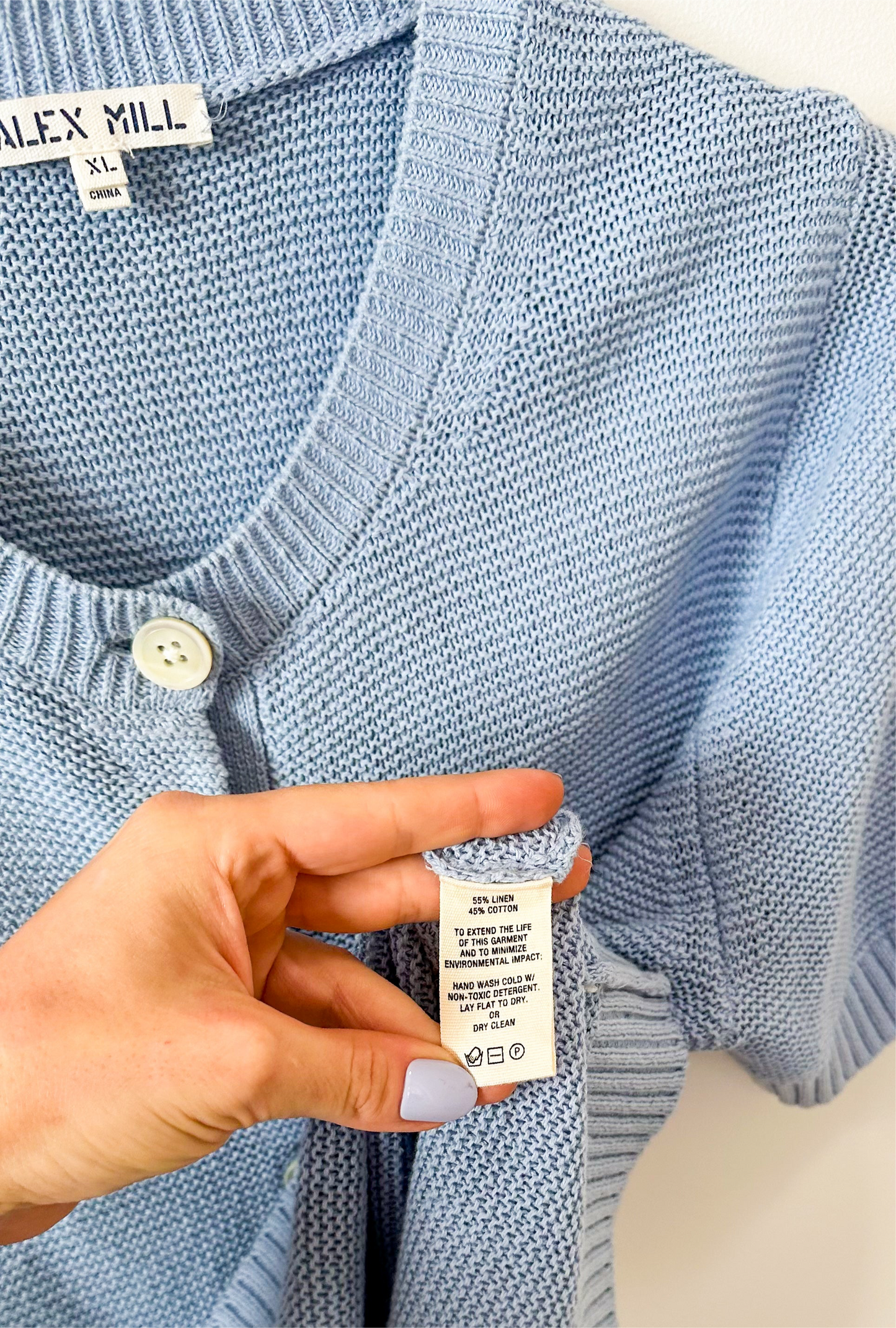 Alex Mill Elle Short Sleeve Knit Cardigan Sweater in Hydranga Blue (XL)