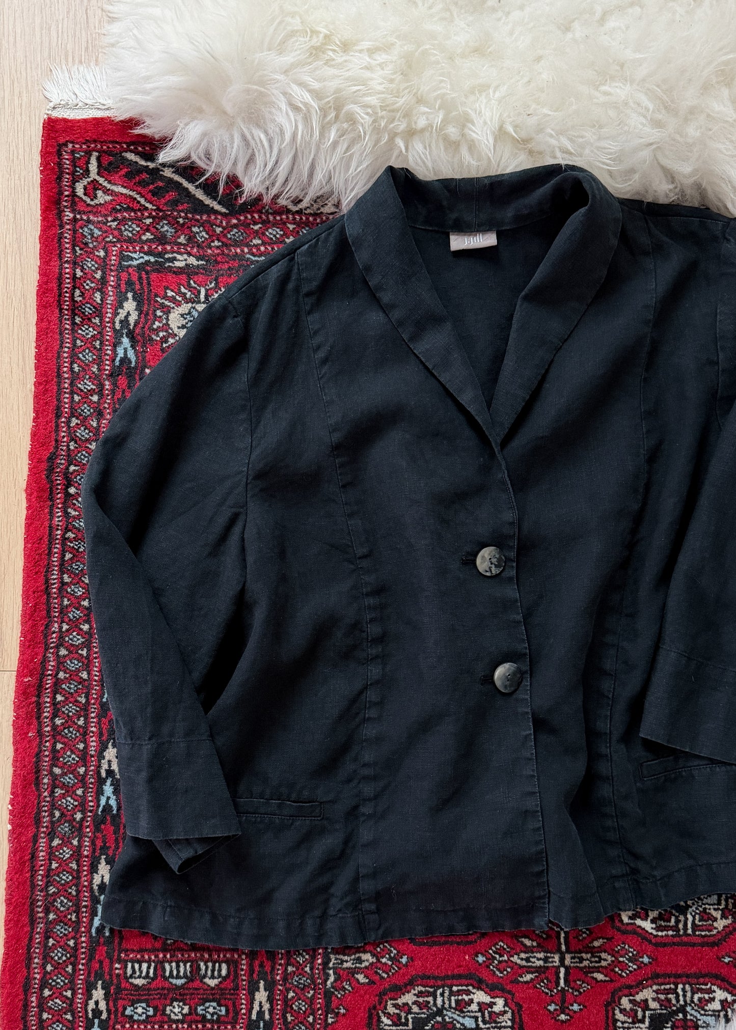 J.Jill Black Linen Summer Blazer Jacket