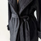 Vintage 80s Lorovi Black Wool Cloak Tie Front Coat (S/M)
