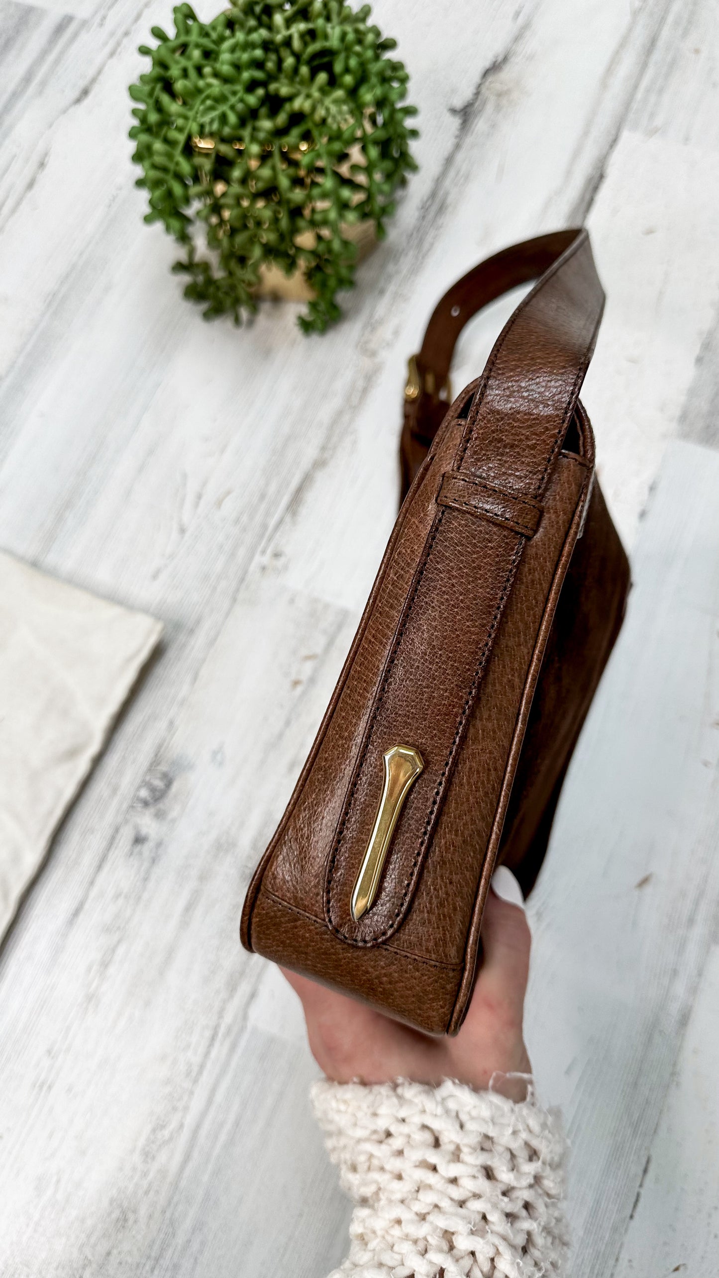 Vintage 70’s Gucci Brown Suede Horsebit Lock Front Shoulder Purse