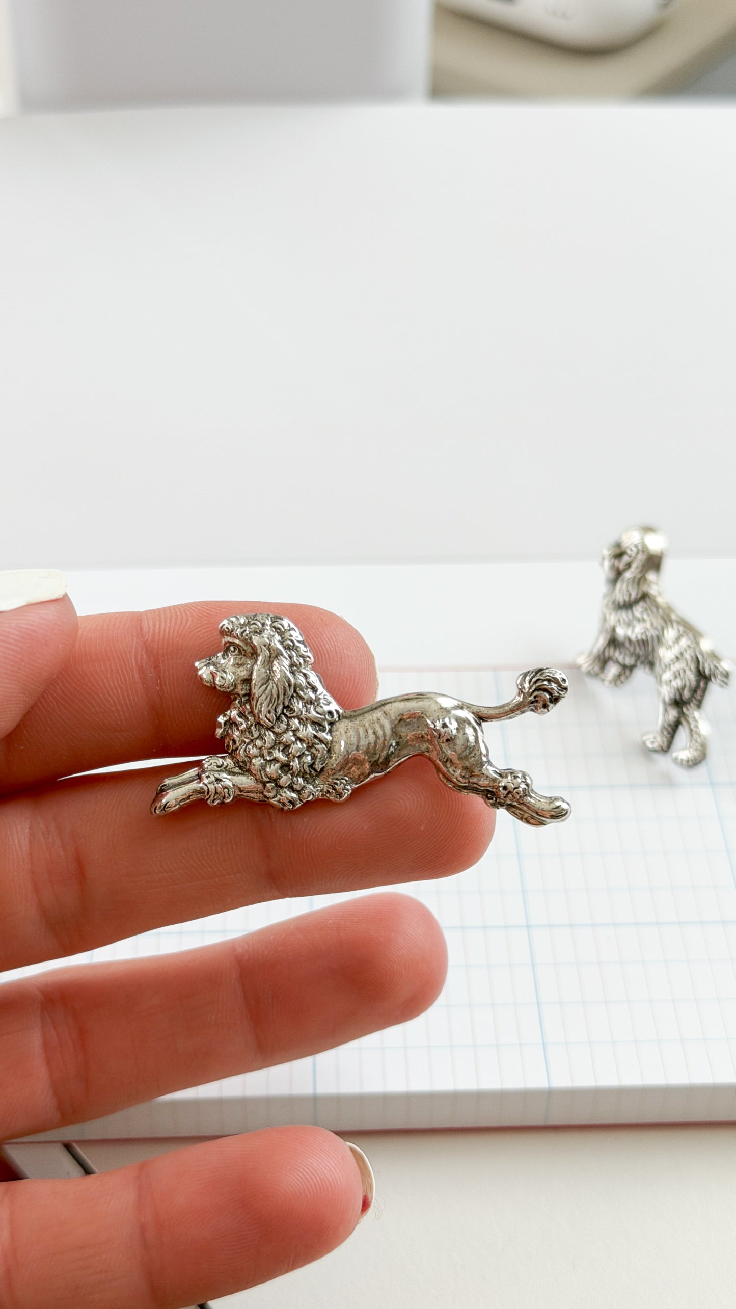 Vintage Beau Sterling Silver Standard Poodle Dog Brooch  Mid-Century Animal Pin