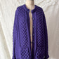 Vintage Aran Crafts Ireland Purple Merino Wool Cable Knit Cardigan (XL)