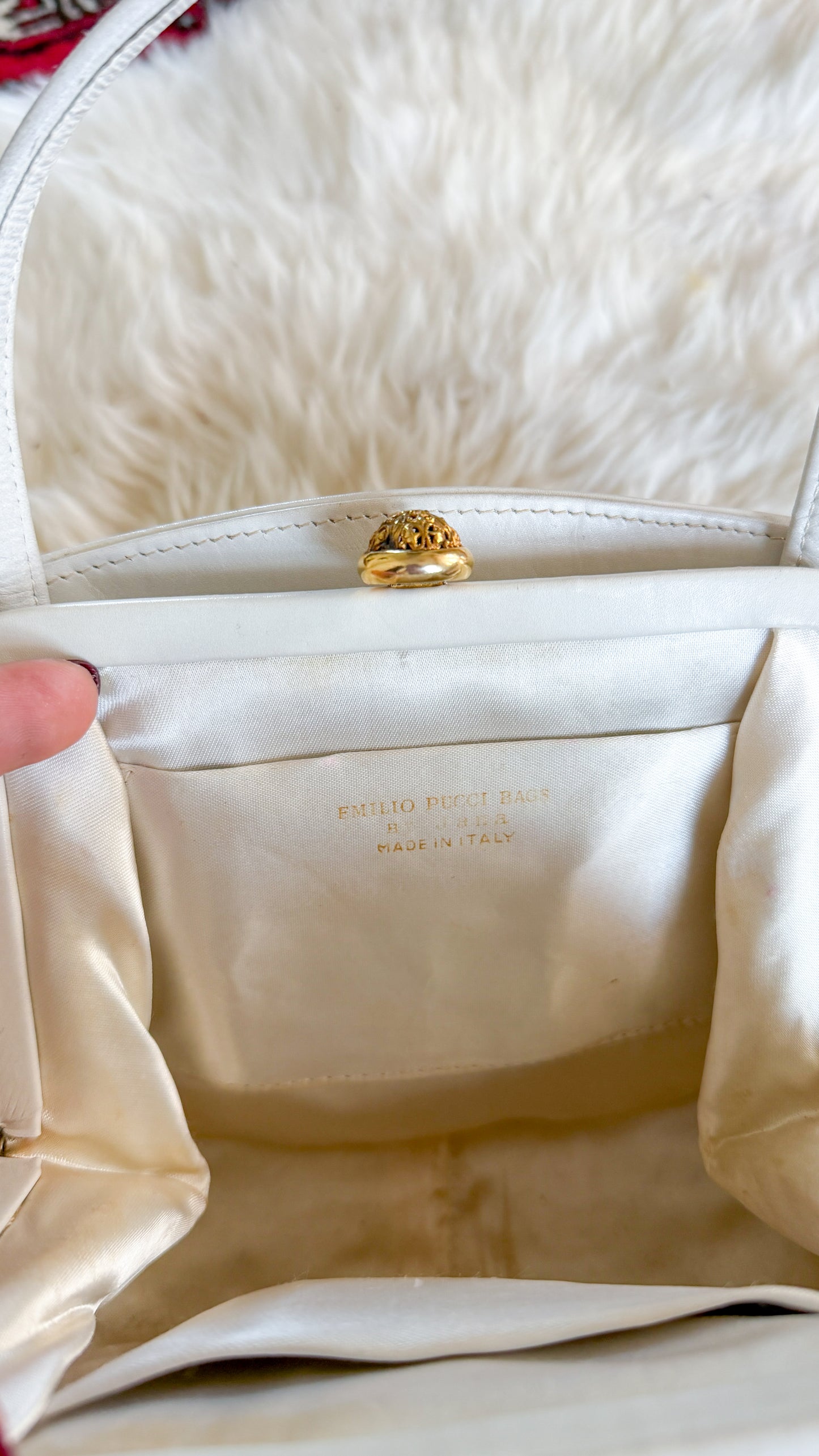 Emilio Pucci by Jana 1960s RARE Abstract Silk and Leather Top Handle Purse