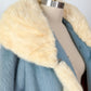 Vintage 60s Lilli Ann Powder Blue Cream Mink Collar Swing Coat