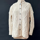 Vintage 80s Ireland Carraig Donn Aran Cream Pure New Wool Cardigan Sweater