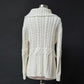 Vintage 70s Cream Folded Collar Thick Knit Cardigan (S/M)