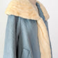 Vintage 60s Lilli Ann Powder Blue Cream Mink Collar Swing Coat