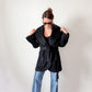 Vintage 80s Lorovi Black Wool Cloak Tie Front Coat (S/M)