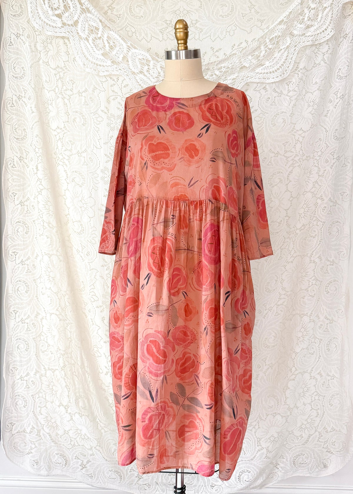 Gudrun Sjödén Roses Organic Cotton Floral Midi Dress