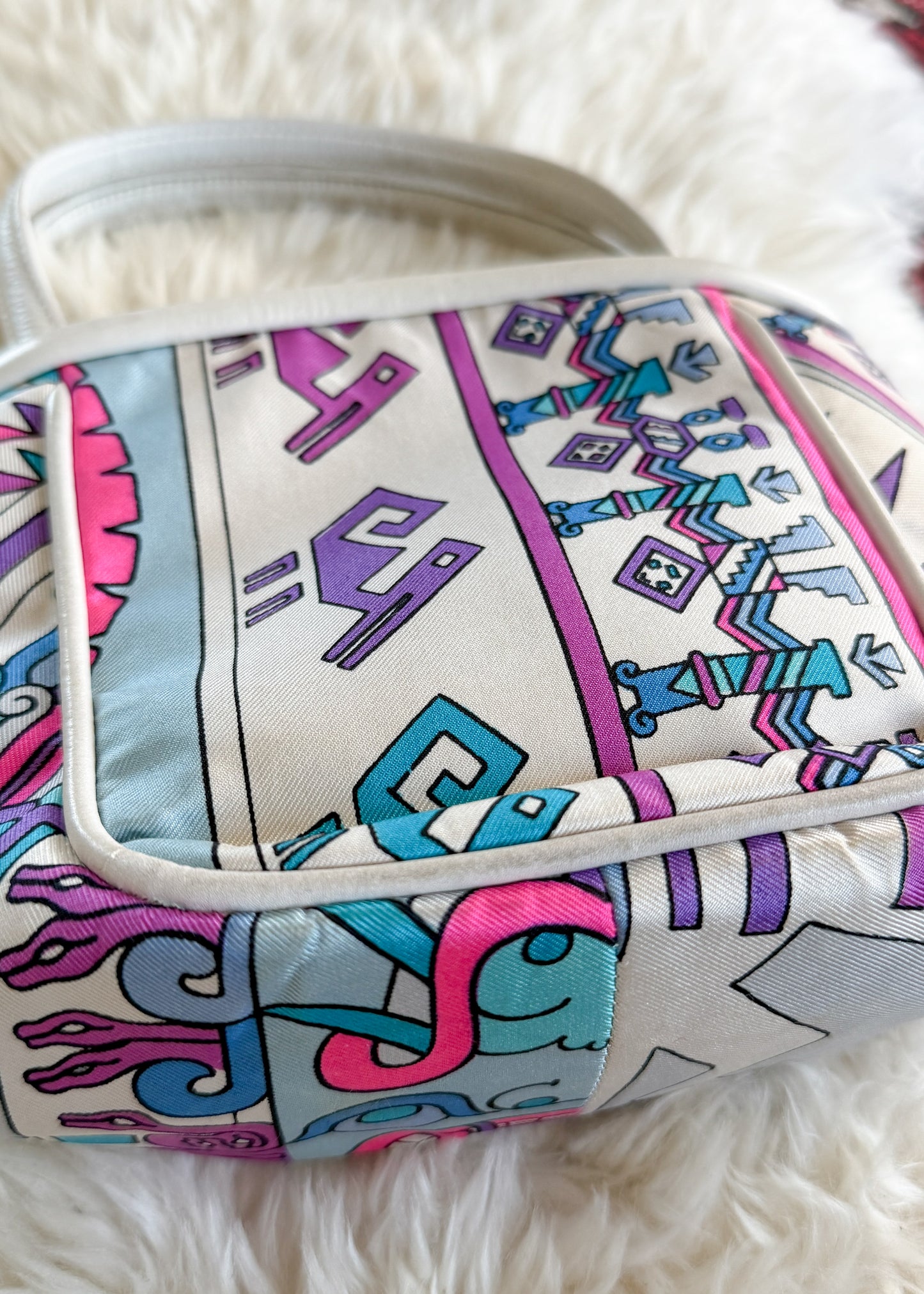 Emilio Pucci by Jana 1960s RARE Abstract Silk and Leather Top Handle Purse