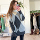 Vintage 90s Liz Sport White & Gray Argyle Cozy Knit Sweater (M)