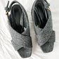 Marni Gray Wool Felt Cross Front Square Toe Sculptural Wedges (39 or 8.5)