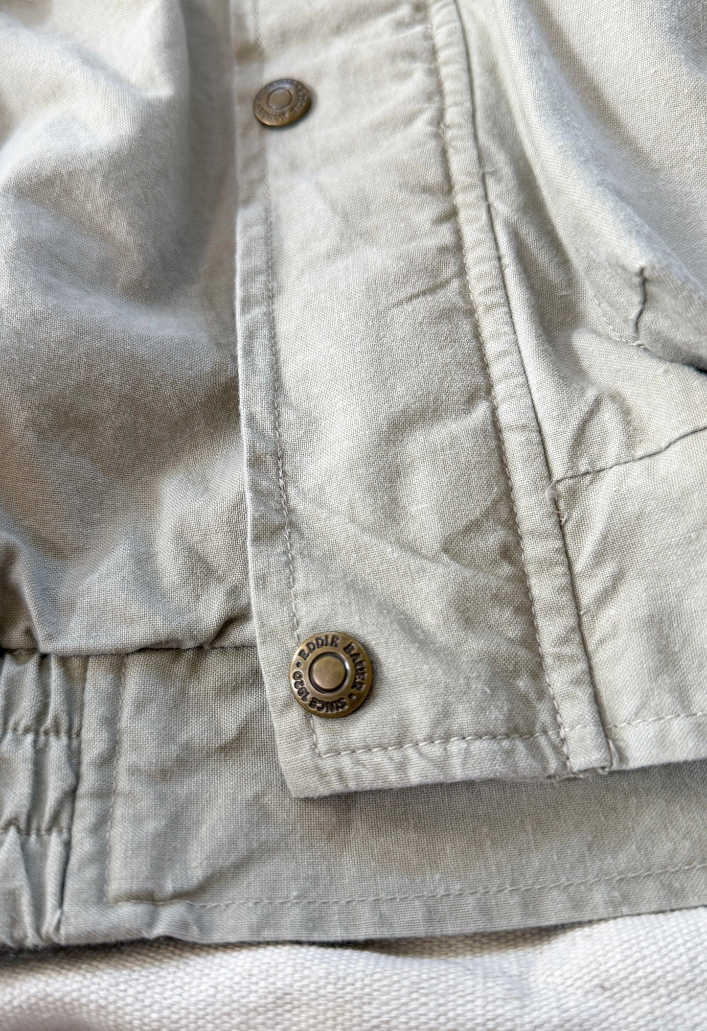Vintage 90s NEW Eddie Bauer Fishing  Utility Pockets Vest Field Jacket in Birch Khaki