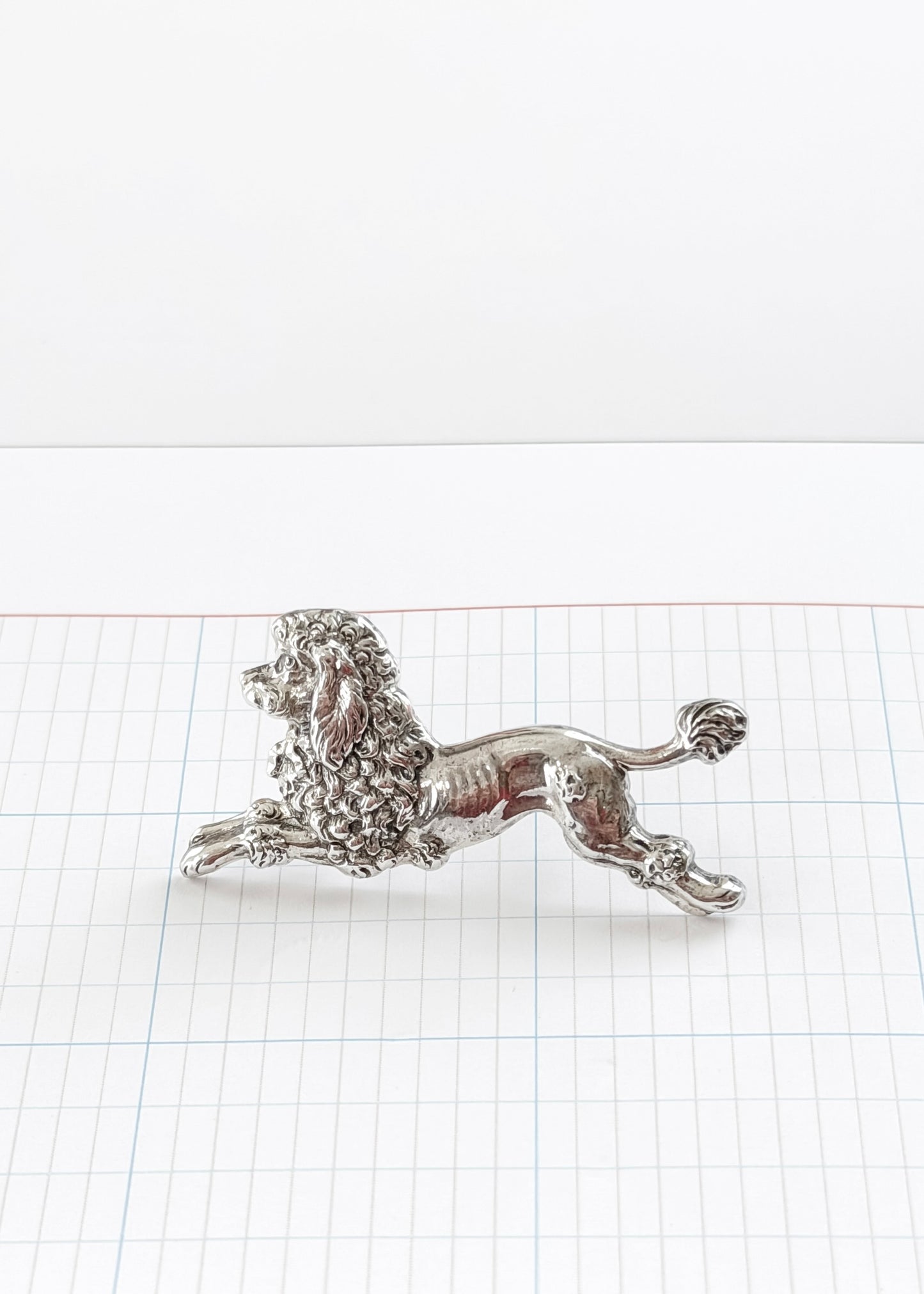 Vintage Beau Sterling Silver Standard Poodle Dog Brooch  Mid-Century Animal Pin