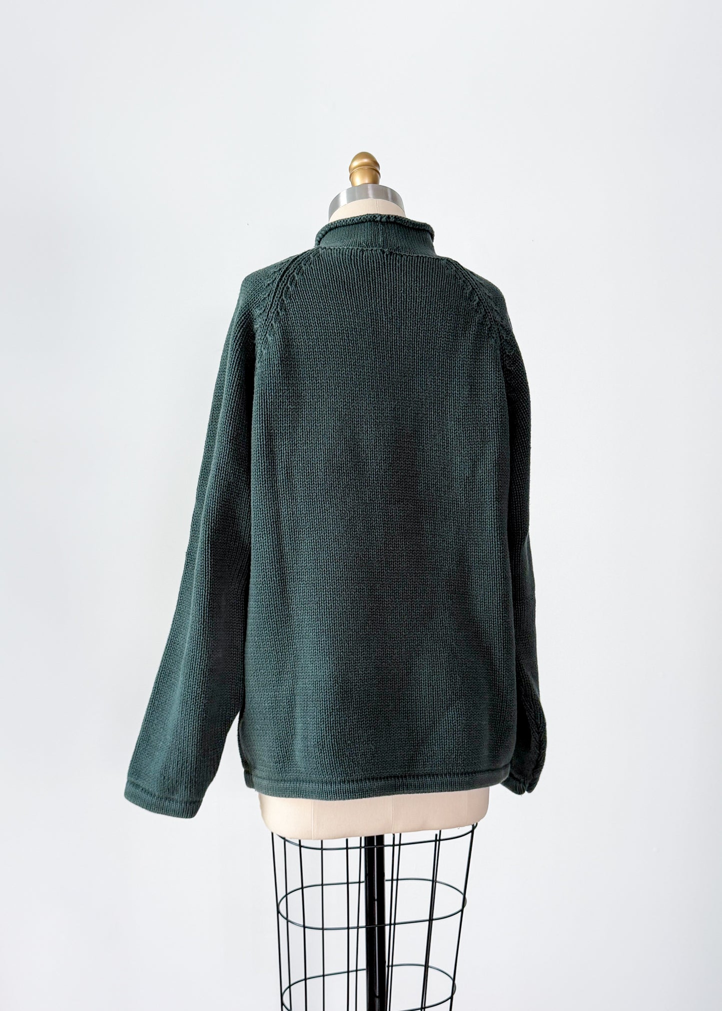 J.Crew 1988 Rollneck Heavy Cotton Pullover Sweater in Dark Green (L)