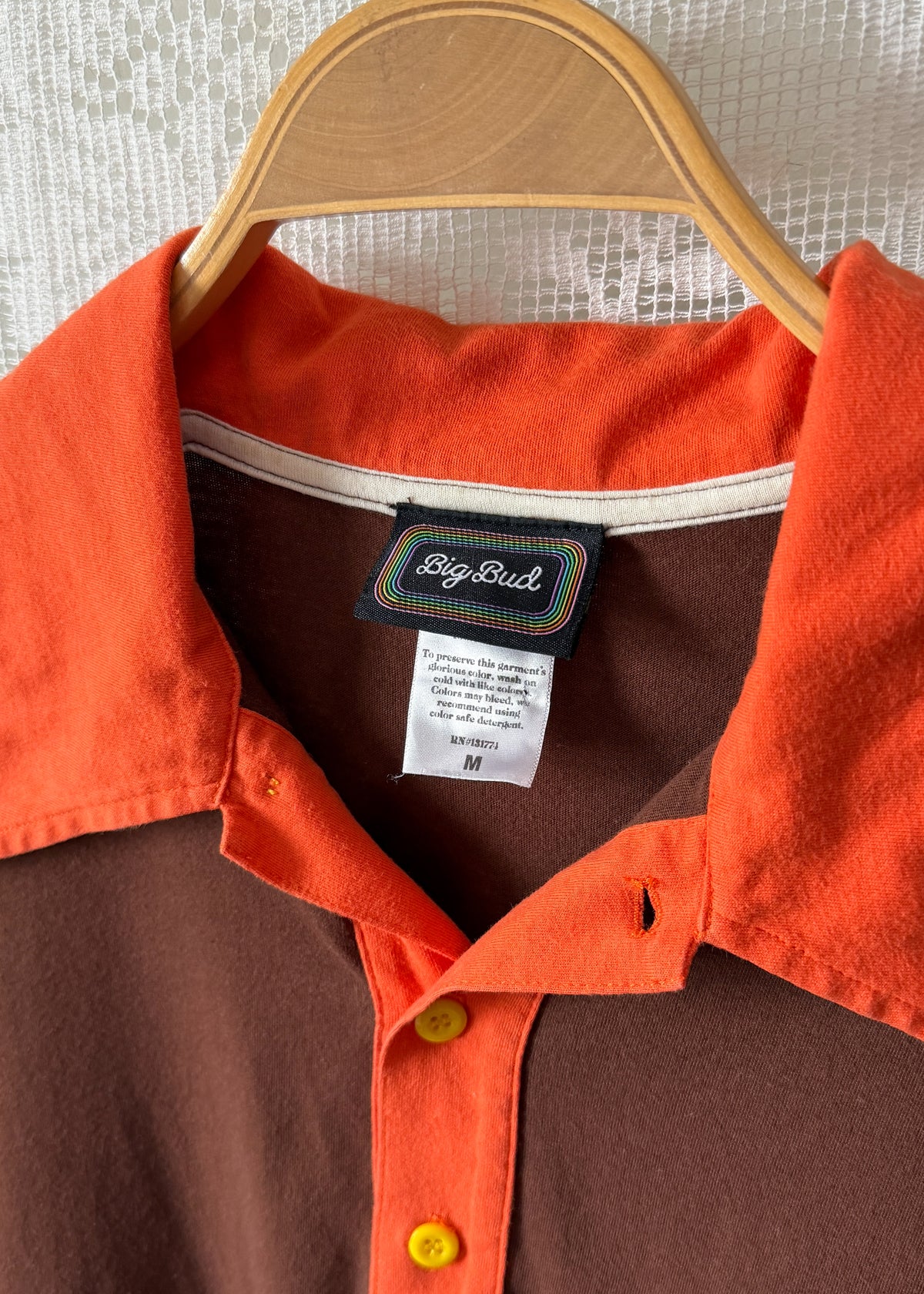Big Bud Press Peanut Butter Cup Brown Orange Yellow Colorblock Polo Top (M)