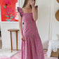 Rhode Pink Geometric Floral Wedding Guest Cotton Summer Maxi Dress