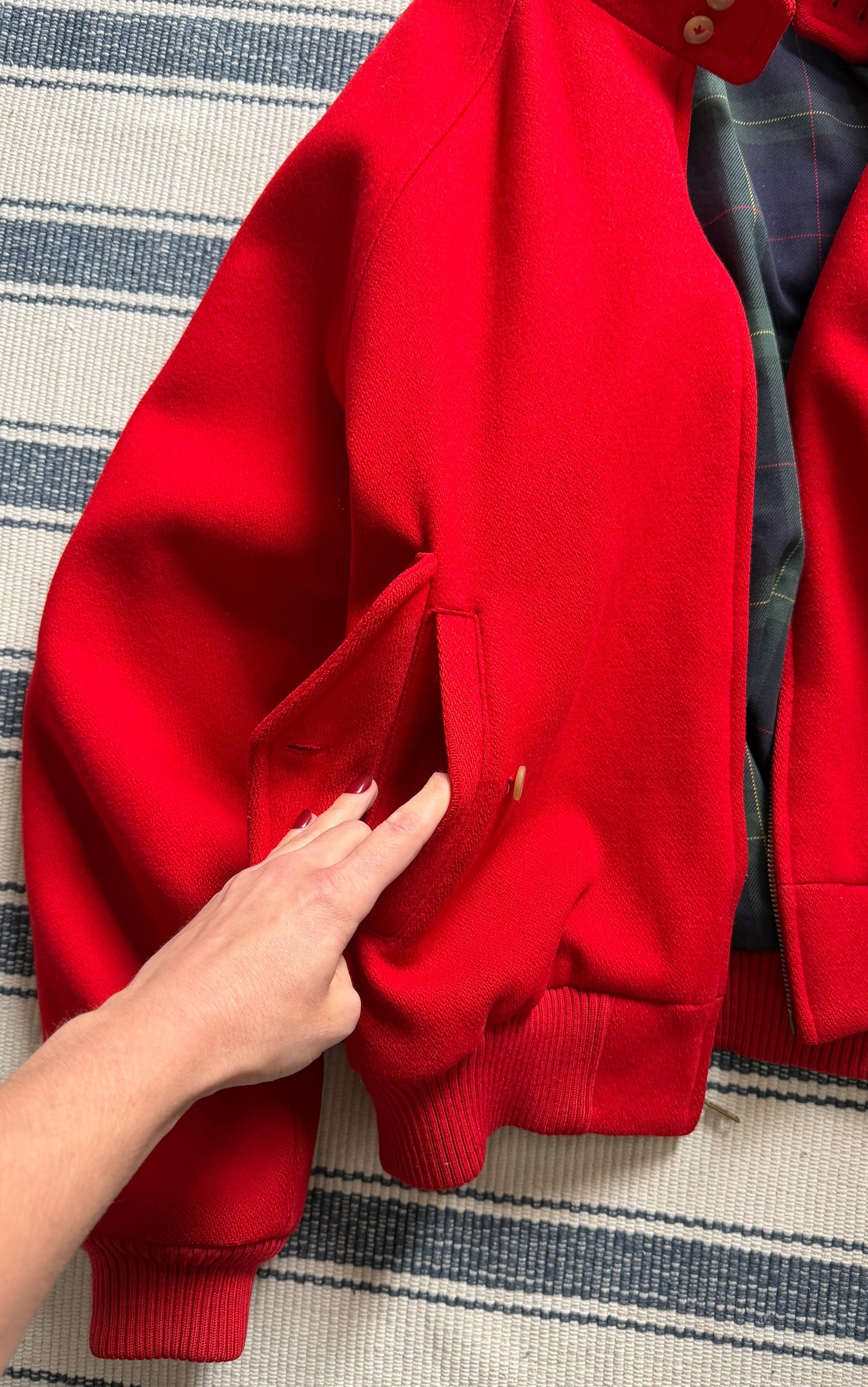 Vintage 90s Polo Ralph Lauren Red Wool Harrington Bomber Jacket