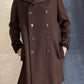 Vintage 1970s Chocolate Brown Double Breasted Coat Persian Curly Lamb Fur Trim