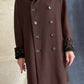 Vintage 1970s Chocolate Brown Double Breasted Coat Persian Curly Lamb Fur Trim
