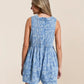 Veveret Floral Front Tie Denim Romper in Blue Floral (M)