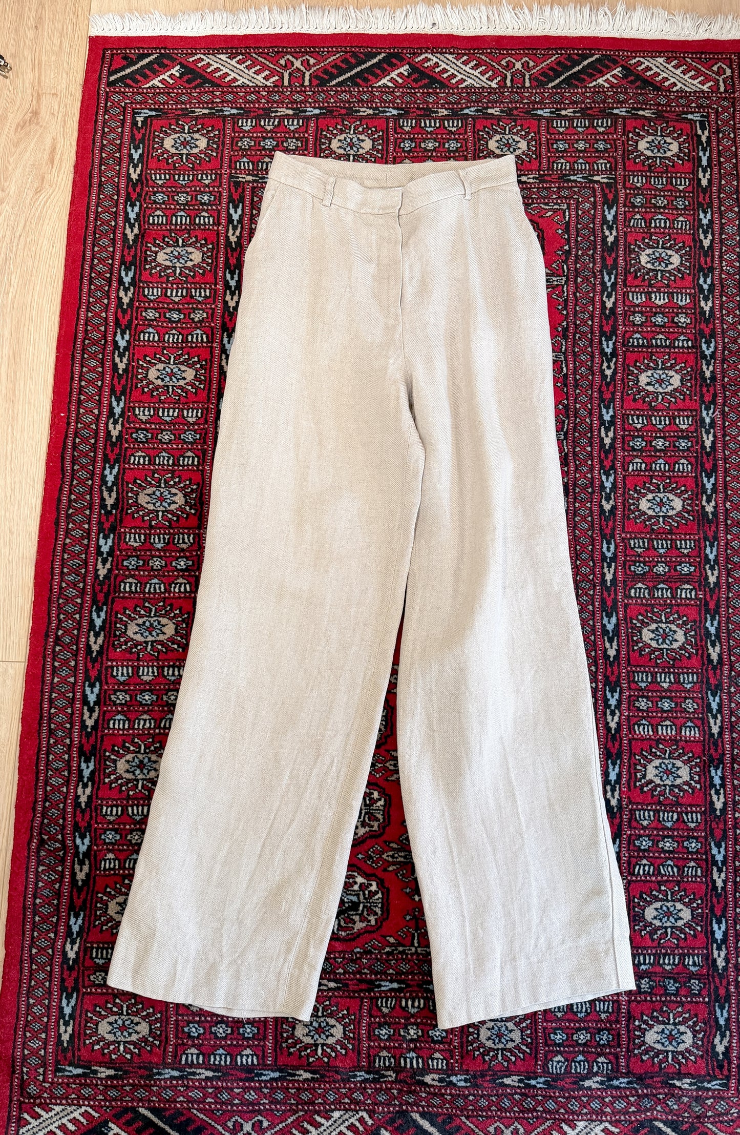 Max Mara Italian Pure Linen Wide Leg Trousers Minimalist Coastal Chic (US 12)