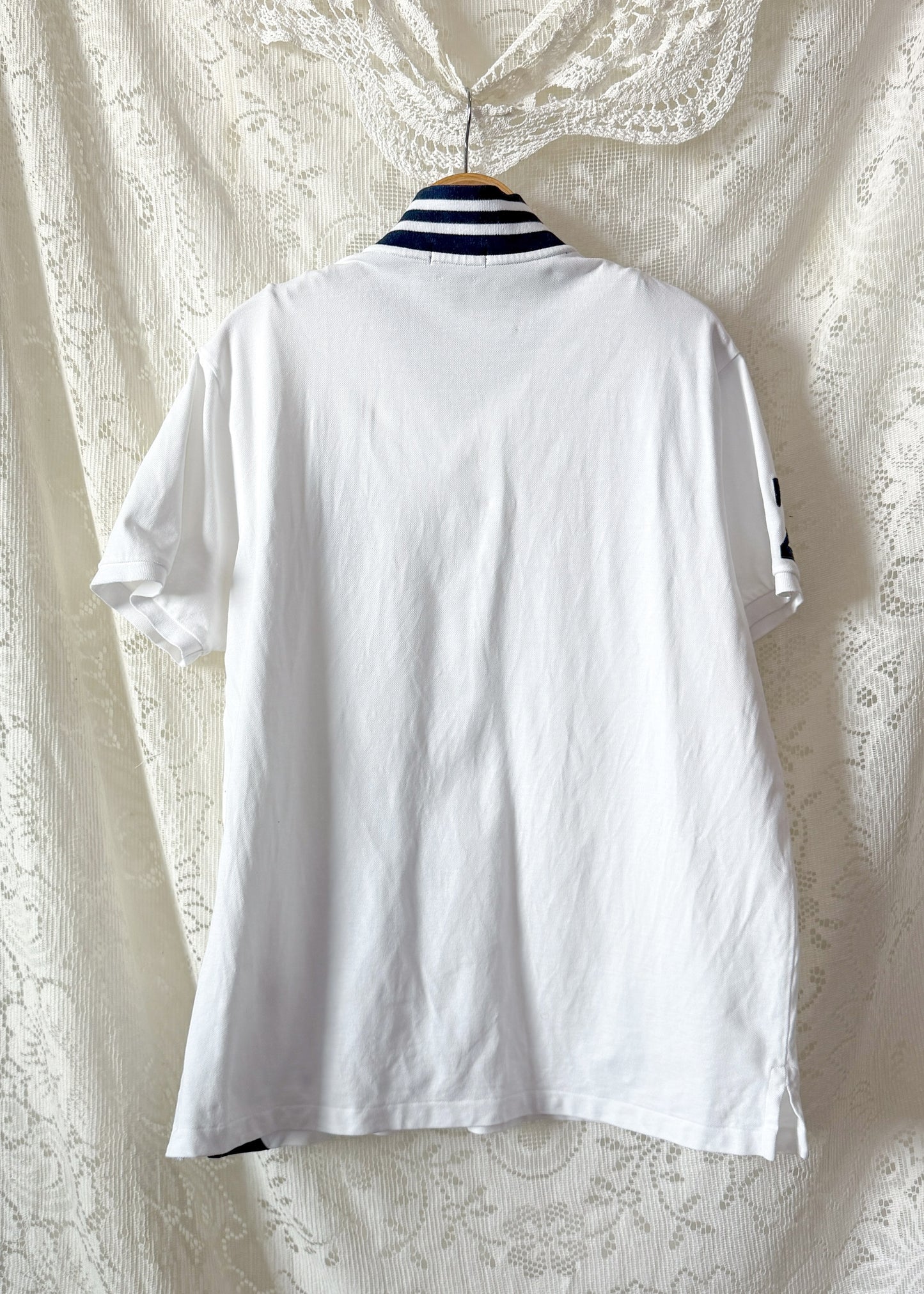 Polo Ralph Lauren Big Pony #2 Sash Polo Shirt White Navy (men's XL)