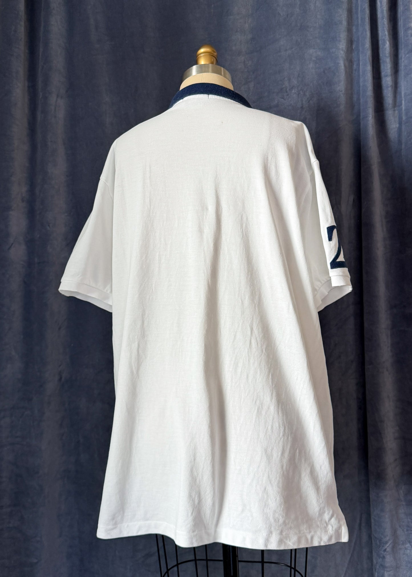 Polo Ralph Lauren Big Pony #2 Sash Polo Shirt White Navy (men's XL)
