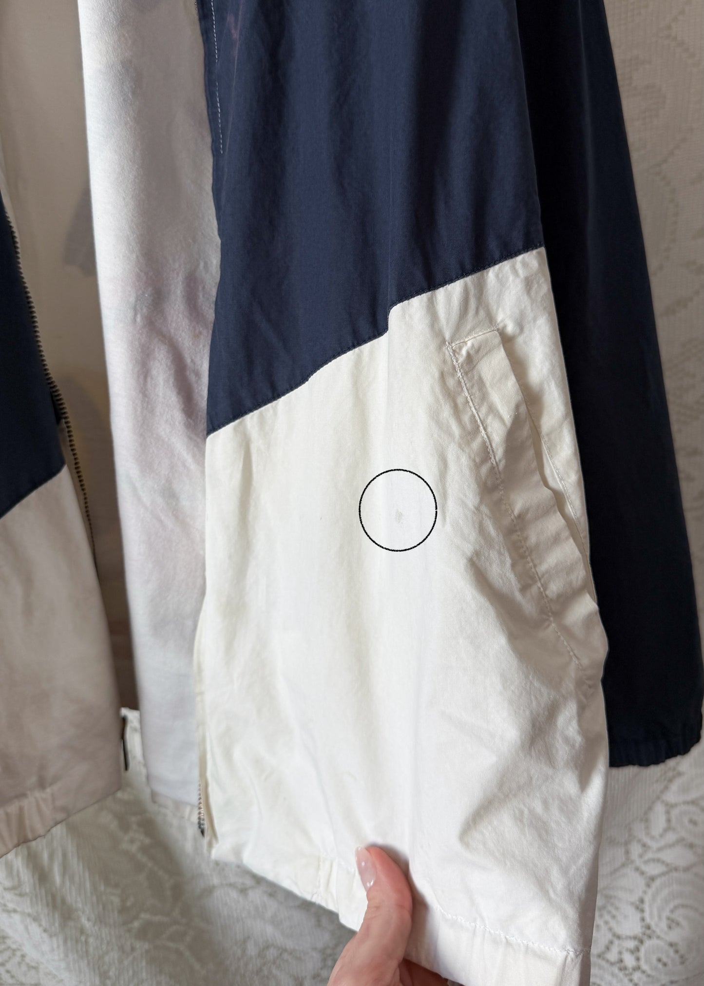 RARE Vintage Ralph Lauren Equestrian Jacket White Navy Polo Horse Tack Print Graphic