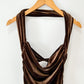 Vintage 90s Hugo Buscati Brown Velvet Ruched Halter Dress