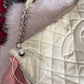 Vintage Chanel Ivory Quilted Caviar Leather Zip Expandable Purse