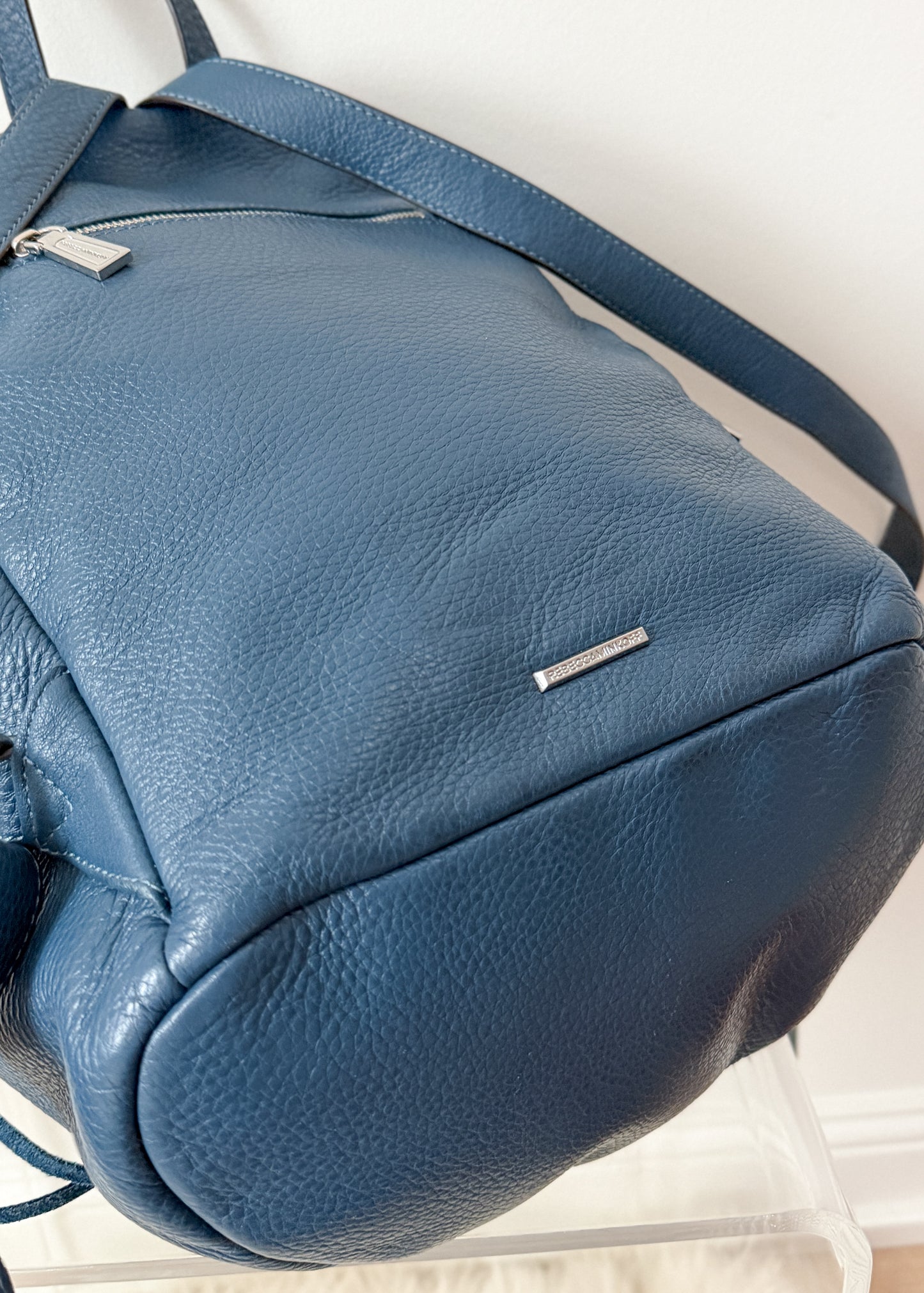 Rebecca Minkoff Julian Backpack in Blue Pebbled Leather