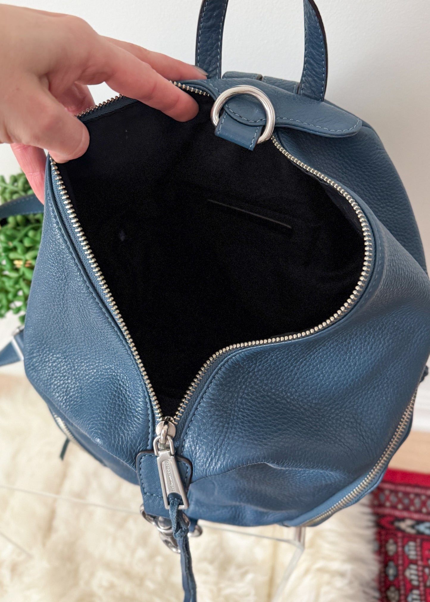 Rebecca Minkoff Julian Backpack in Blue Pebbled Leather