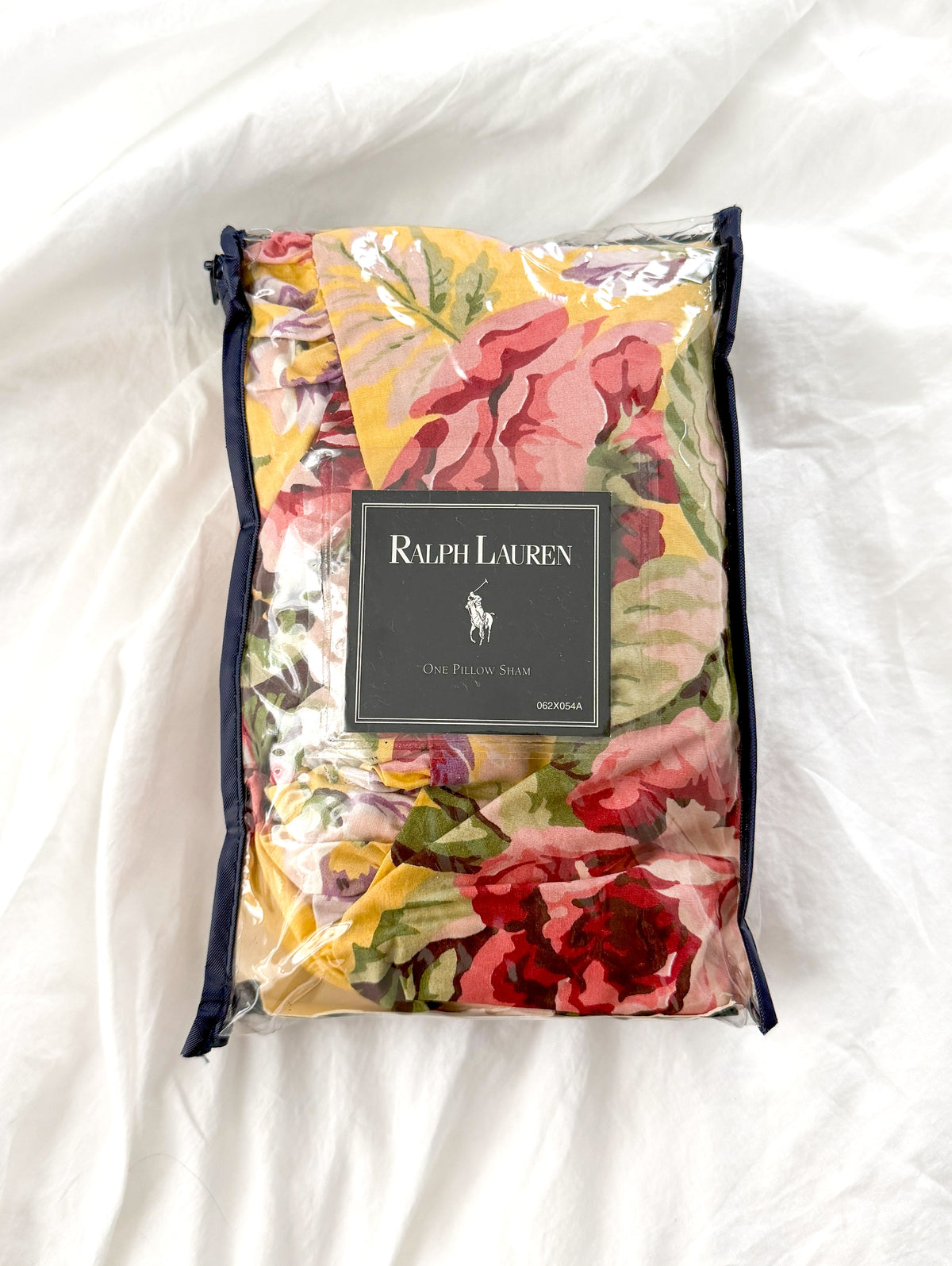 Vintage 1990s Ralph Lauren Brooke Floral Yellow European Pillow Sham Bedding New Old Stock