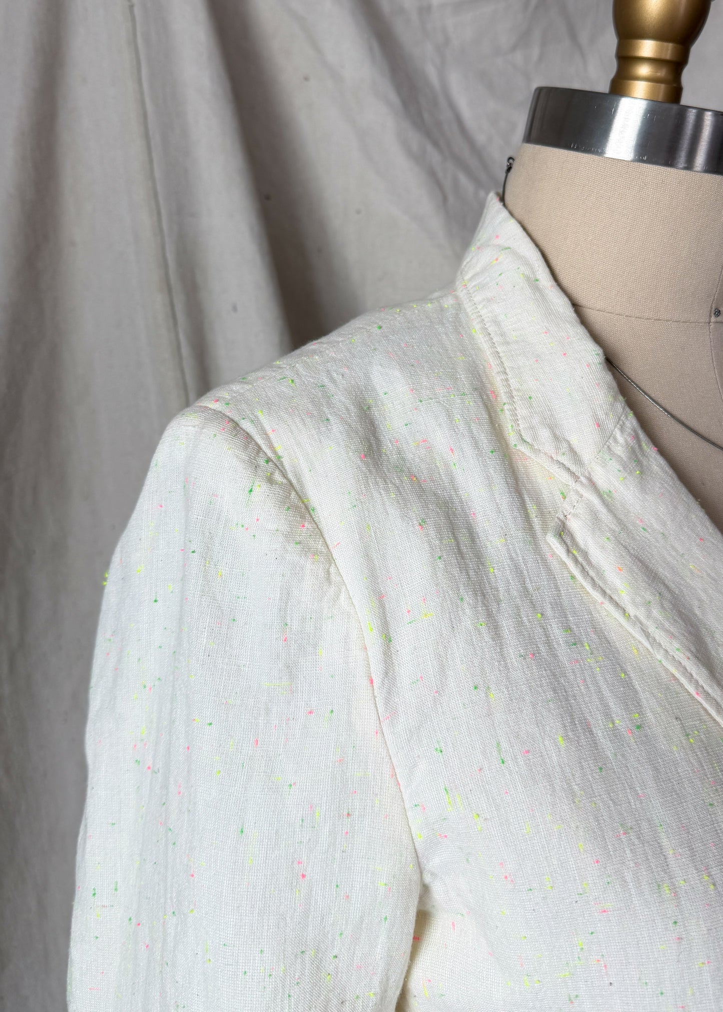 Forte_forte Linen Confetti Speckled Cream Blazer Jacket