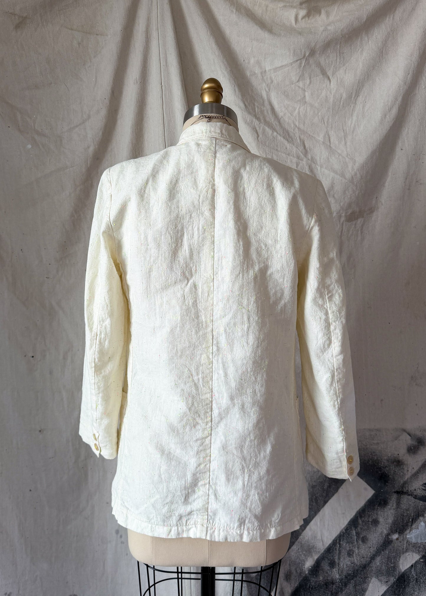 Forte_forte Linen Confetti Speckled Cream Blazer Jacket