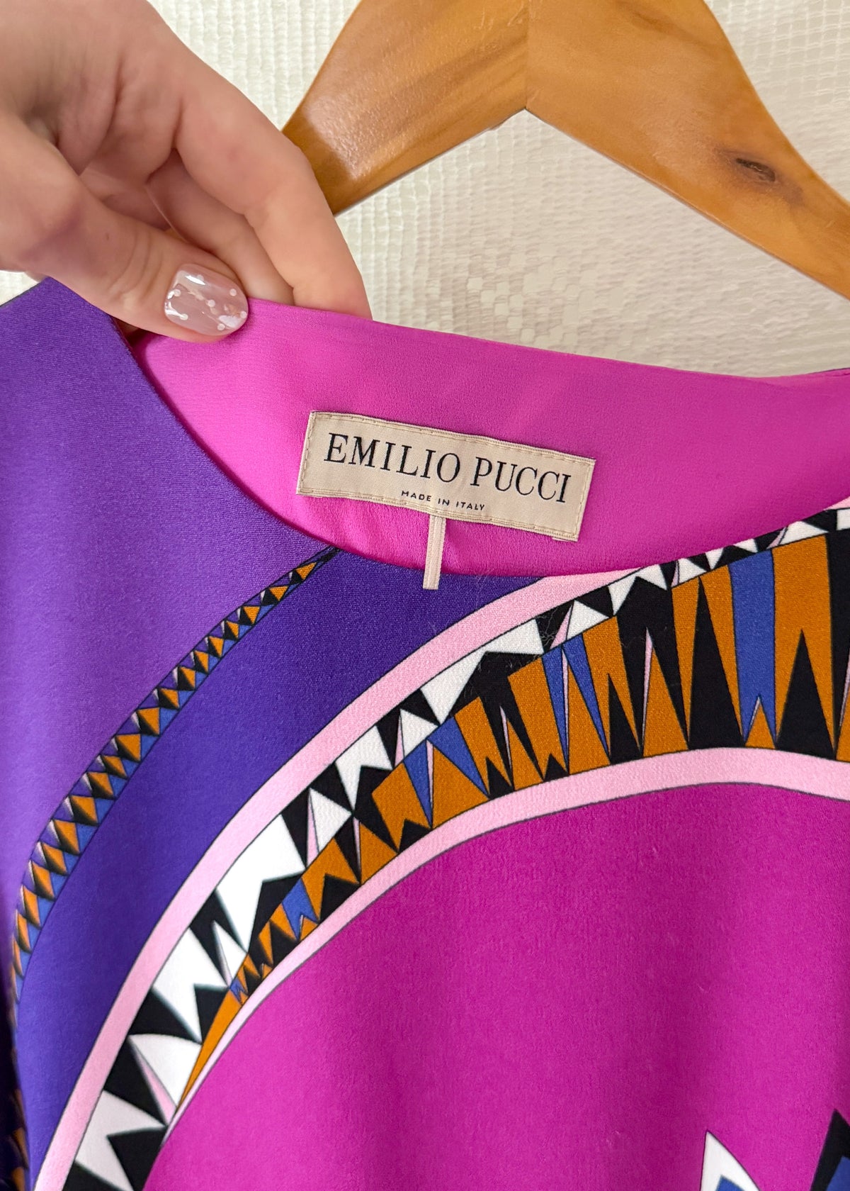 Emilio Pucci Magenta Black Purple Signature Print Silk Lined Dress (US 6)
