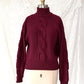 Vintage 80s Christian Dior Separates Burgundy Wool Cable Knit Turtleneck